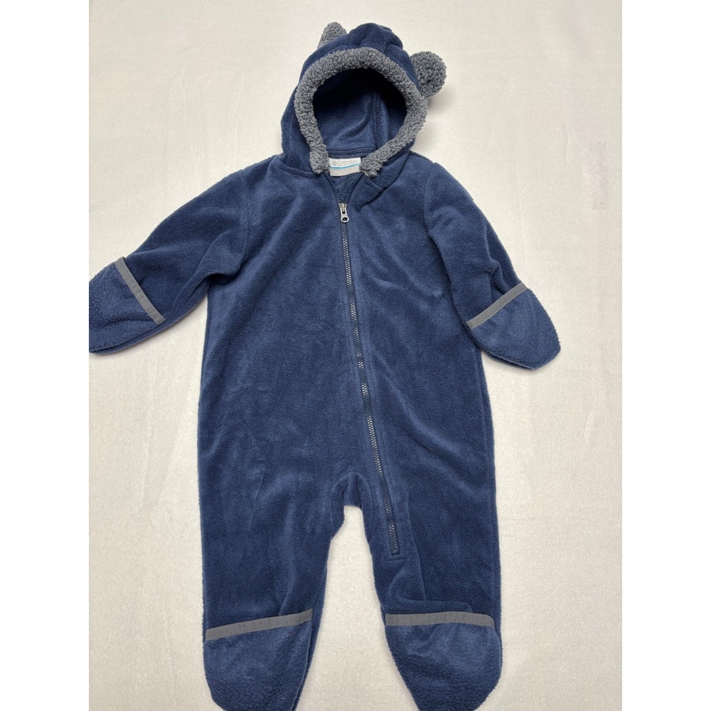 Outdoor Cozy Columbia Baby 6-12 Months Navy Blue Foxy Baby Fleece Bunting Romper